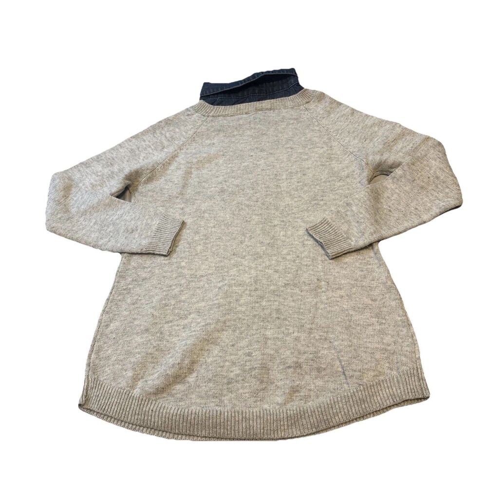 Women’s Chic Lady In Paris Traveling Denim Point Collar Lightweight Sweater Gray - Picture 8 of 13